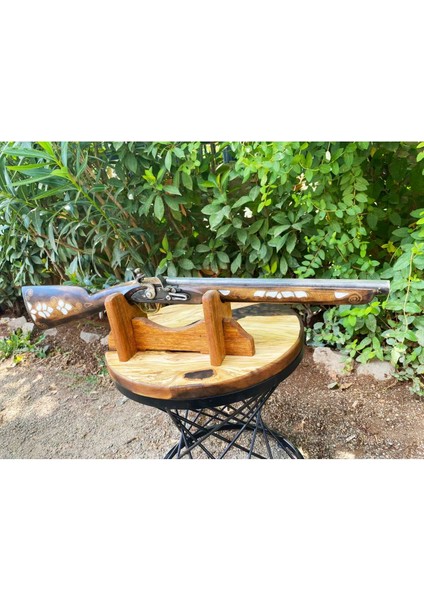 Ceviz Ağacından Kakmalı Şık Tasarımlı Koleksiyonluk Tüfek - 67 cm