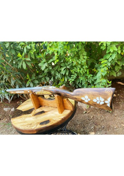 Ceviz Ağacından Kakmalı Şık Tasarımlı Koleksiyonluk Tüfek - 67 cm fiyatları
