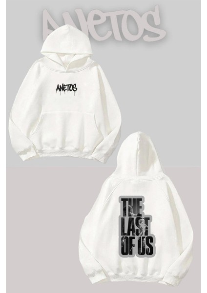 The Last Os Us Sırt Baskılı Beyaz Kapüşonlu Sweatshirt