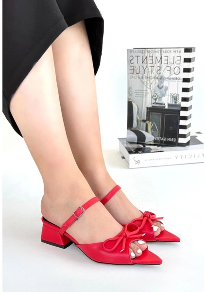 Techmrt Lotta Kırmızı Cilt Topuklu Ayakkabı (Numara: 37)