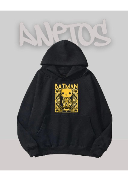 Batman Logo Tasarım Siyah Ön Baskılı Sweatshirt