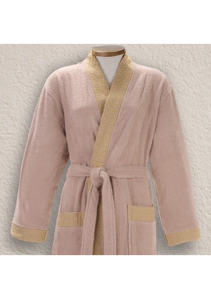 %100 Pamuk Bornoz | Greek Desen-Bej-Cepli-Unisex fırsatları