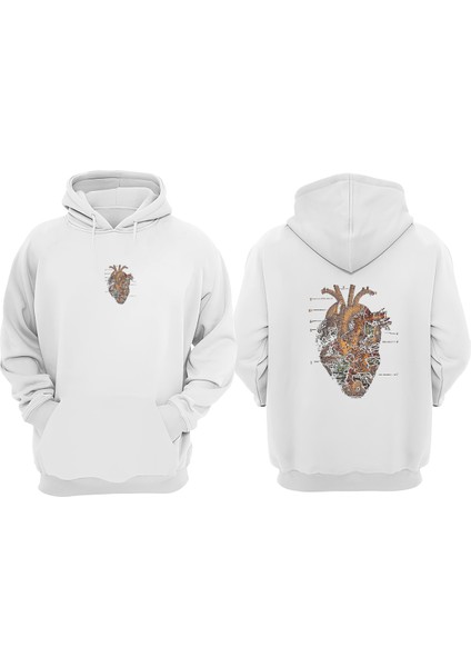 Heart Tasarım Sırt Baskılı Beyaz Sweatshirt