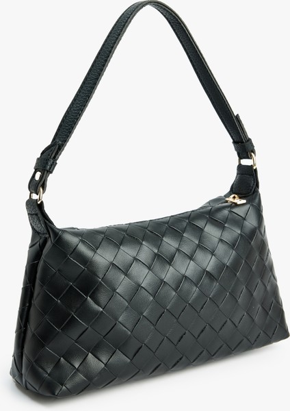 Örgü Detaylı Fermuarlı Askılı Suni Deri Omuz Çantası modelleri