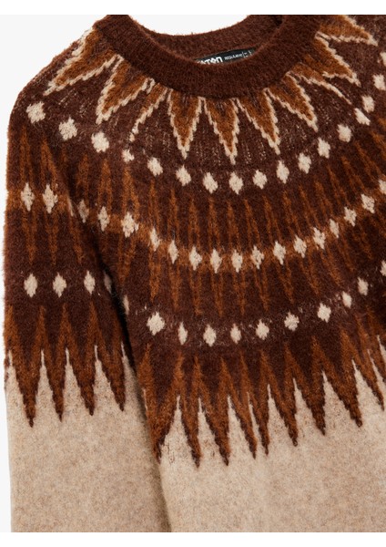 Bisiklet Yaka Uzun Kollu Desenli Triko Kazak modelleri