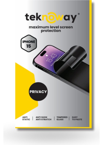 iPhone 15 Antistatik Ekran Koruyucu Hayalet