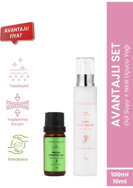 Gül Suyu Aydınlatıcı ve Arındırıcı Tonik & Nioli Uçucu Yağ %100 Doğal ve Saf