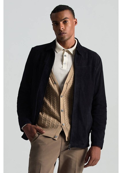 Doğal Süet Lacivert Deri Ceket fiyatları