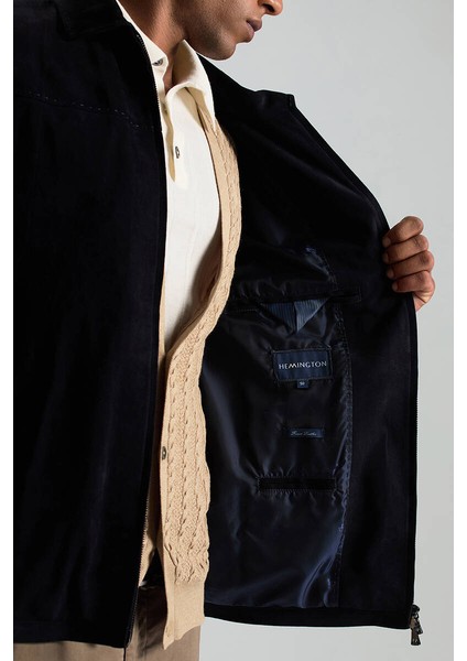 Doğal Süet Lacivert Deri Ceket indirimleri