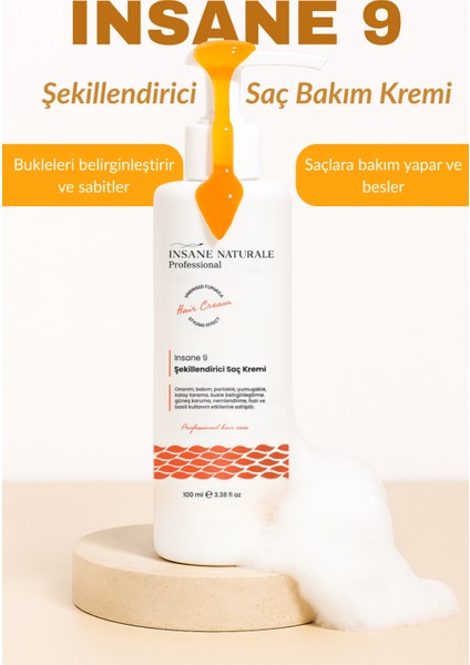 INSANE NATURALE Bukle Belirginleştirici Saç Bakım ve Onarım Kremi (Insane 9), 100ml