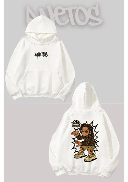 Kids But Modern Sırt Baskılı Beyaz Kapüşonlu Sweatshirt