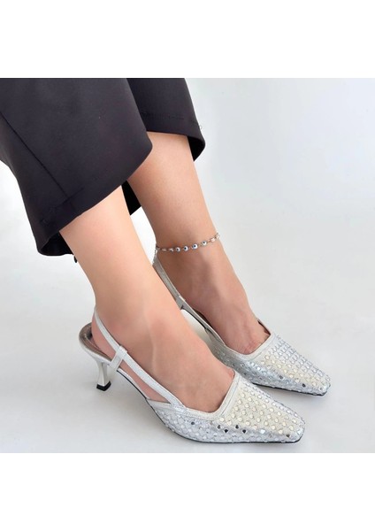 Techmrt Sione Gümüş Cilt Topuklu Ayakkabı (Numara: 37) fırsatları