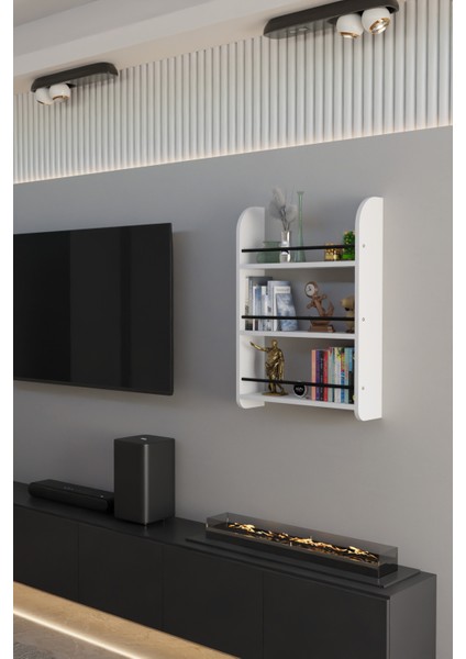 Duvar Rafı Kitaplık 3 Katlı Kitaplık Ünite Ahşap Raf Banyo Mutfak Montessori Raf Çok Amaçlı