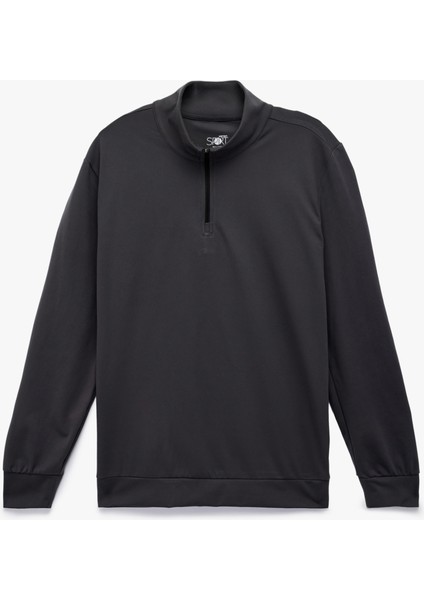 Uzun Kollu Dik Yaka Yarım Fermuarlı Oversize Spor Sweatshirt