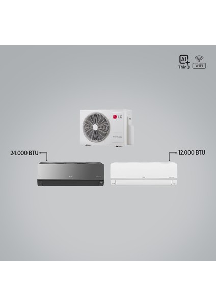 1+2 Multi Sistem / 24+12 Iç Üniteler = 1 Adet Dış Ünite Al Thinq Wi-Fi Kontrolü