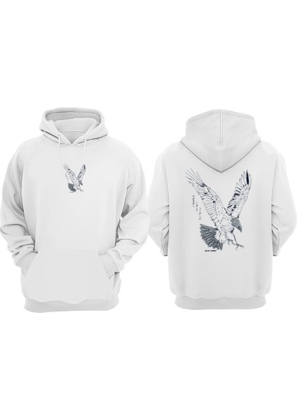 Eagle Tasarım Sırt Baskılı Beyaz Sweatshirt