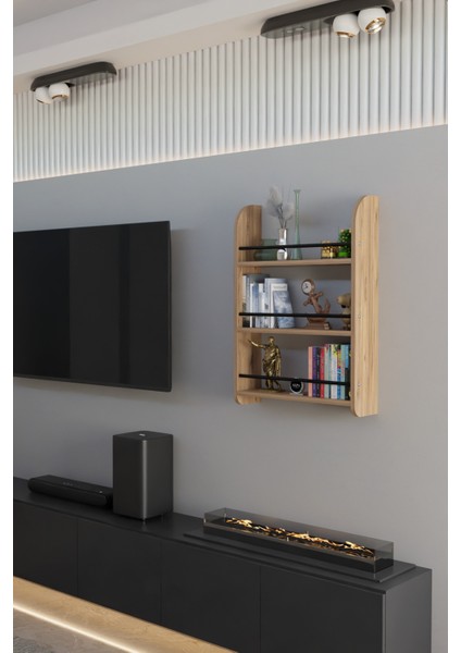 Duvar Rafı Kitaplık 3 Katlı Kitaplık Ünite Ahşap Raf Banyo Mutfak Montessori Raf Çok Amaçlı