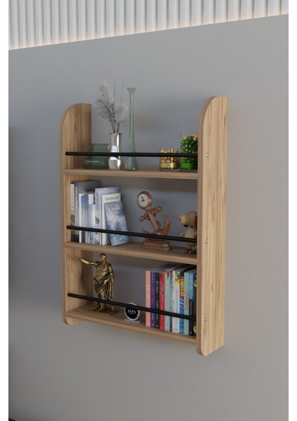 Duvar Rafı Kitaplık 3 Katlı Kitaplık Ünite Ahşap Raf Banyo Mutfak Montessori Raf Çok Amaçlı fiyatları