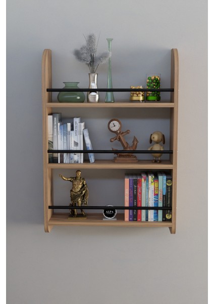 Duvar Rafı Kitaplık 3 Katlı Kitaplık Ünite Ahşap Raf Banyo Mutfak Montessori Raf Çok Amaçlı fırsatları