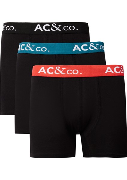 AC&Co / Altınyıldız Classics Erkek Siyah Pamuklu Esnek 3'lü Boxer Paketi
