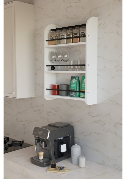 Duvar Tipi Mutfak Düzenleyici Raf | Baharat, Bardak, Fincan ve Depolama Için Pratik Raf