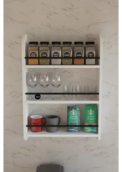 Duvar Tipi Mutfak Düzenleyici Raf | Baharat, Bardak, Fincan ve Depolama Için Pratik Raf modelleri