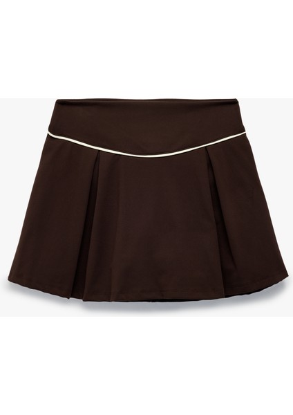 Yüksek Bel Biyeli Mini Spor Şort Etek