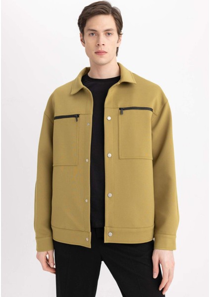 Relax Fit Polo Yaka Ceket Mont Mevsimlik Baharlık Çıtçıtlı Fermuarlı Cepli B6711AX24SP