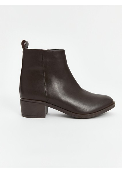Yeni Sezon Deri Görünümlü Kadın Topuklu Bot fiyatları