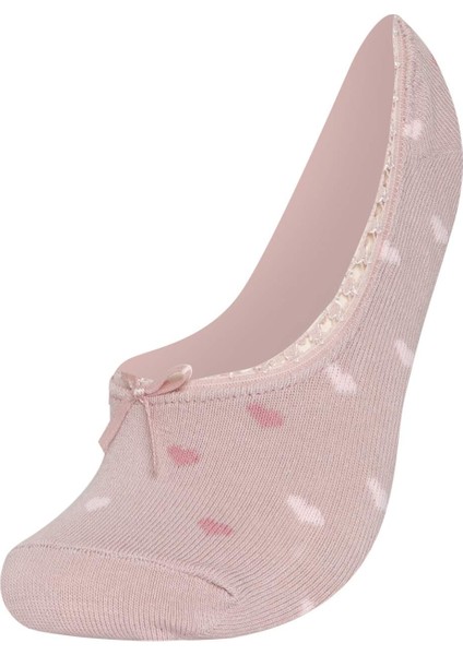 Kadın Kalp Desenli Aplike 3'lü Pamuklu Babet Çorap B8442AXNS