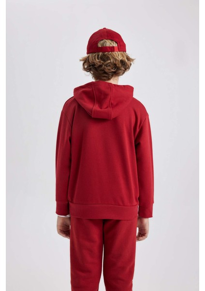Erkek Çocuk Baskılı Kapüşonlu Kalın Sweatshirt