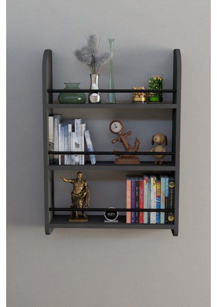 Modern Ahşap 3 Katlı 90 cm Çalışma Odası Kitaplık Rafı - Duvar Tipi Montessori Kitap Düzenleyici fırsatları