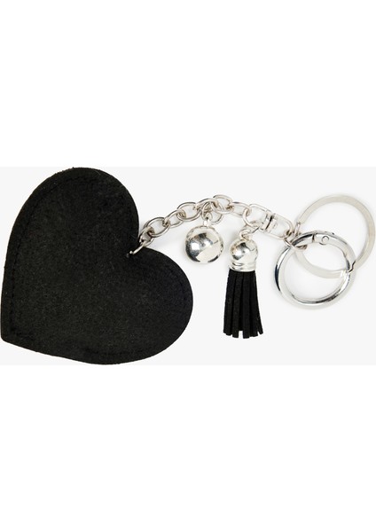 Püsküllü Taşlı Leopar Desenli Kalpli Anahtarlık modelleri