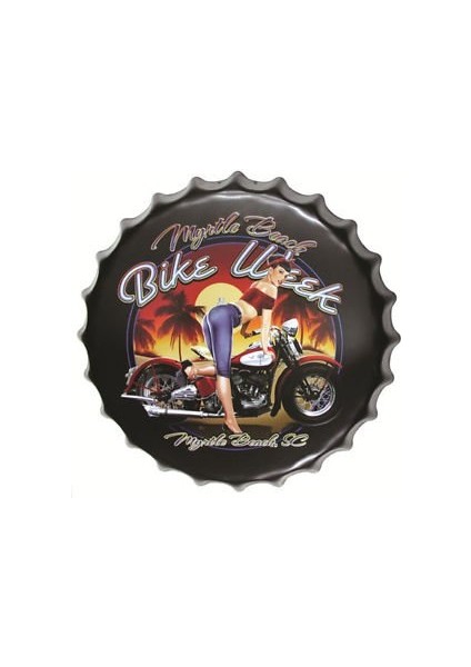 Vintage Bike Week Motorsiklet Koleksiyon Metal Kapak 35CM