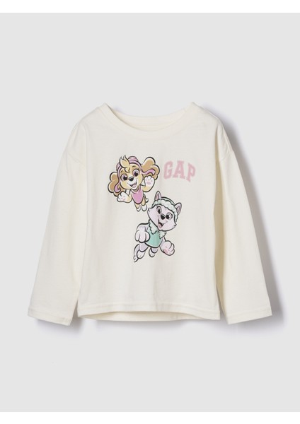 Kız Bebek Krem Gap Logo Grafik T-Shirt