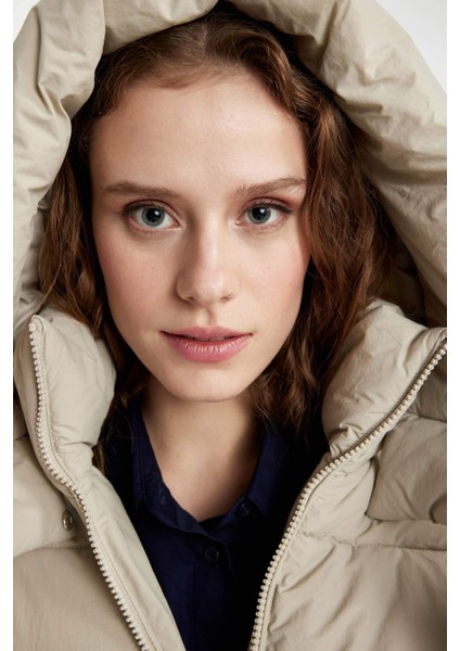 Su İtici Regular Kalıp Kapüşonlu Fermuarlı Cepli Uzun Mont Parka C0486AX23WN