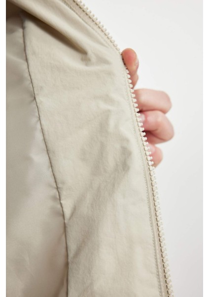 Su İtici Regular Kalıp Kapüşonlu Fermuarlı Cepli Uzun Mont Parka C0486AX23WN