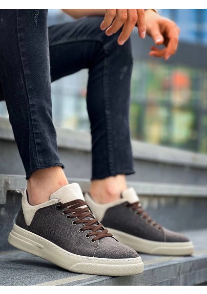 Techmrt KB-X204 Kuback Taba Bej Keten Bej Yüksek Taban Günlük Erkek Spor Ayakkabı (Numara: 40)