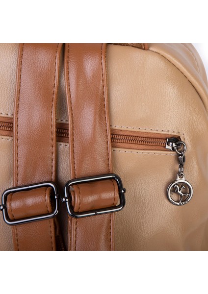 Kadın Çok Gözlü Büyük Boy Sırt Çantası Kum Taba modelleri