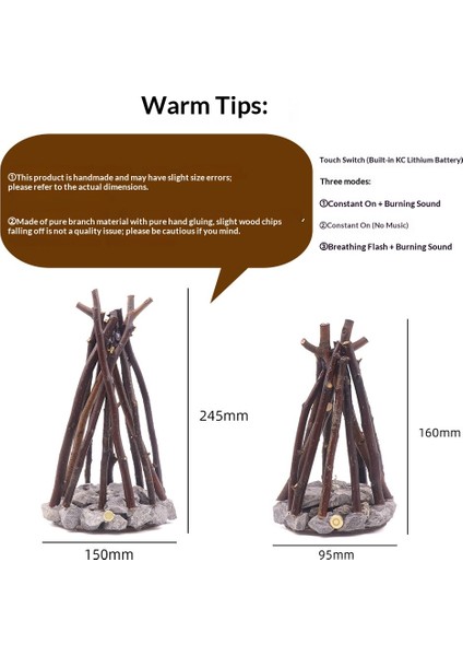 Yaratıcı Gece Lambası, Sade Retro Dekorasyon, El Yapımı Ağaç Dalı Şekli, LED Yanan Şenlik Ateşi, Evlerde Konaklama Için 3 Boyutlu Masaüstü Süsü. (Yurt Dışından) modelleri