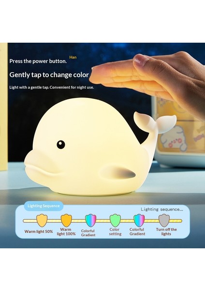 Yunus Gece Lambası Silikon Ortam Dokunmatik Işık Sevimli Evcil Hayvan Uyku Arkadaşı Gece Lambası Çocuk Günü Hediyesi (Yurt Dışından) indirimleri