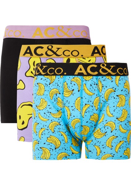 AC&Co / Altınyıldız Classics Erkek Karışık Pamuklu Esnek Desenli 3'lü Boxer Paketi