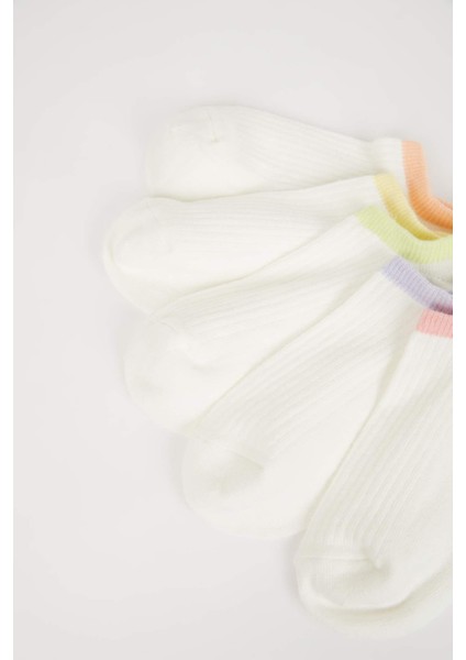 Kadın 5'li Pamuklu Sneaker Derbi Çorap B6072AXNS