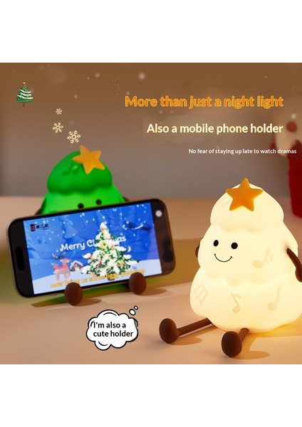 Üç kademeli karartma ve zamanlayıcı özelliğine sahip Noel ağacı silikon gece lambası telefon tutucu. (Yurt Dışından) indirimleri