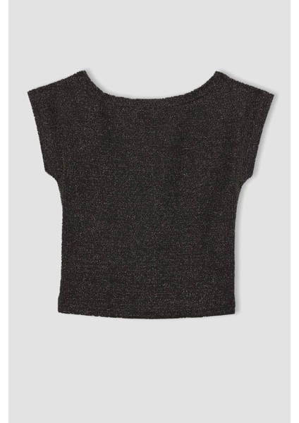 Fitted Bisiklet Yaka Kısa Kollu Tişört C1018AX23WN