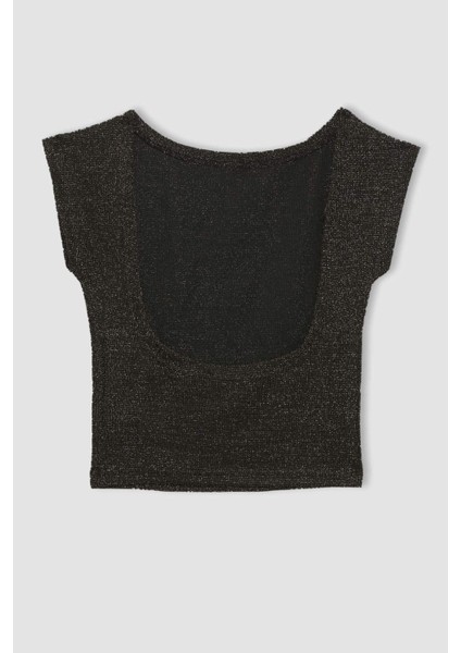 Fitted Bisiklet Yaka Kısa Kollu Tişört C1018AX23WN