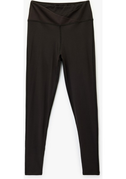 Asimetrik Yüksek Bel Dikiş Detaylı Slim Fit Spor Tayt