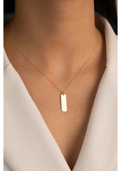 14 Ayar Altın Dikey Plaka Kolye fiyatları