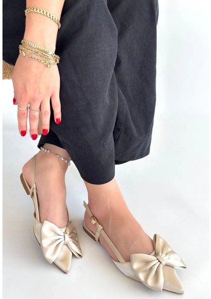 Techmrt Cenya Bej Saten Babet Ayakkabı (Numara: 36)