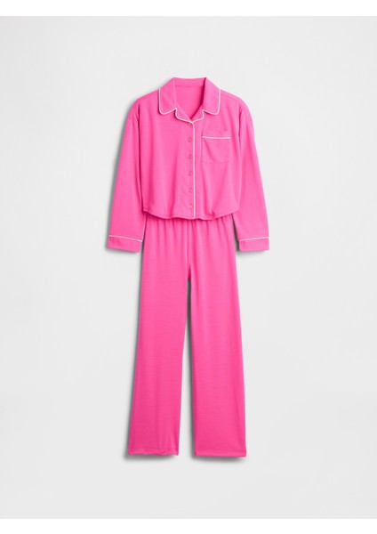 Kız Çocuk Pembe Geri Dönüştürülmüş Pijama Takımı